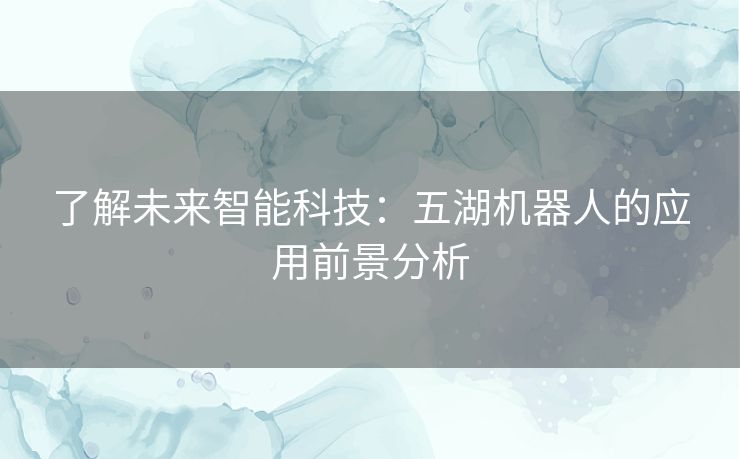 了解未来智能科技：五湖机器人的应用前景分析