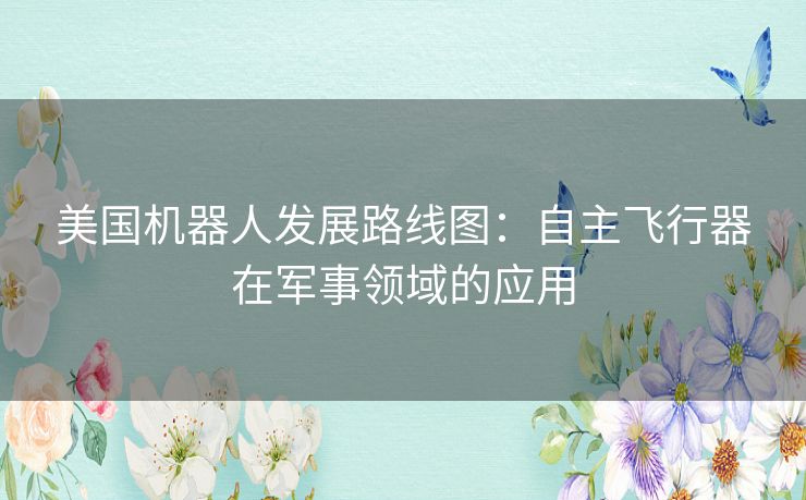 美国机器人发展路线图:自主飞行器在军事领域的应用 美国机器人发展路线图:自主飞行器在军事领域的应用