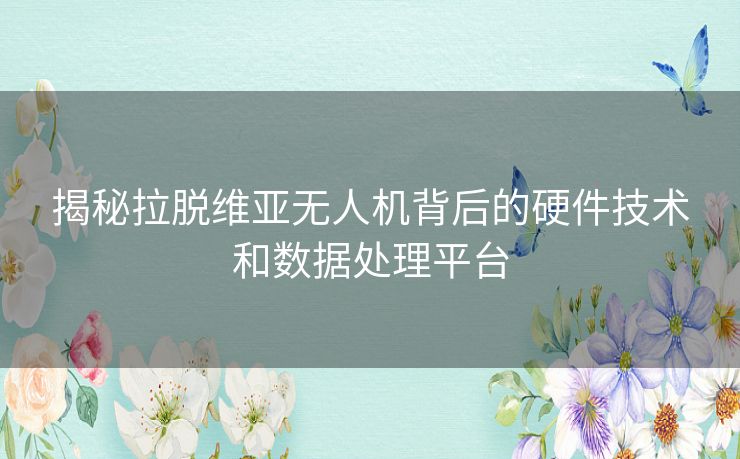 揭秘拉脱维亚无人机背后的硬件技术和数据处理平台