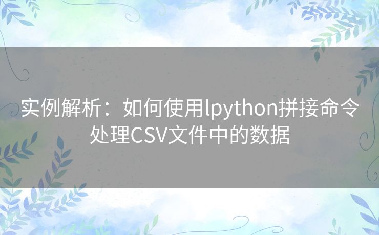 实例解析:如何使用lpython拼接命令处理CSV文件中的数据 实例解析:如何使用lpython拼接命令处理CSV文件中的数据