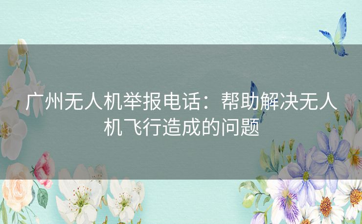 广州无人机举报电话：帮助解决无人机飞行造成的问题