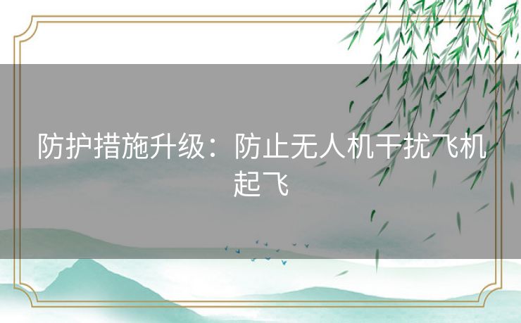 防护措施升级:防止无人机干扰飞机起飞 防护措施升级:防止无人机干扰飞机起飞
