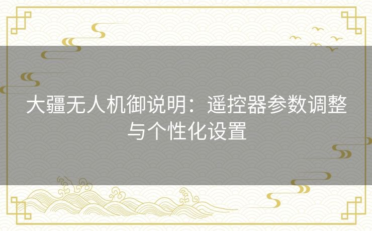 大疆无人机御说明:遥控器参数调整与个性化设置 大疆无人机御说明:遥控器参数调整与个性化设置