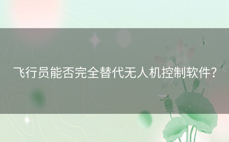 飞行员能否完全替代无人机控制软件? 飞行员能否完全替代无人机控制软件?
