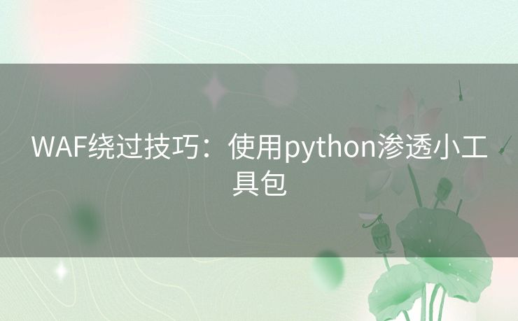 WAF绕过技巧：使用python渗透小工具包