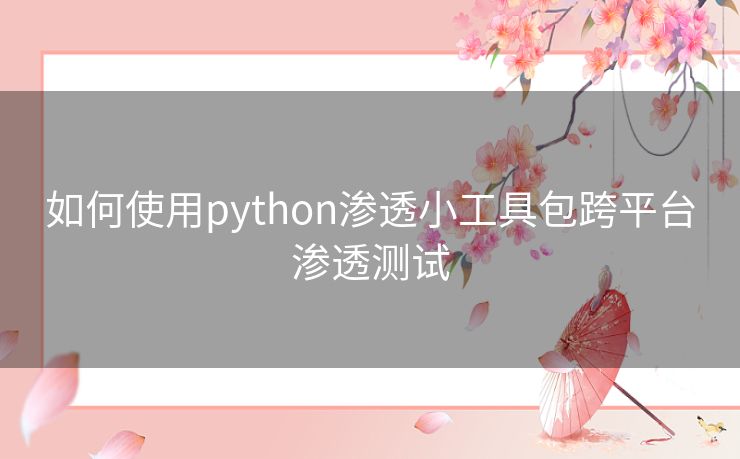 如何使用python渗透小工具包跨平台渗透测试 如何使用python渗透小工具包跨平台渗透测试
