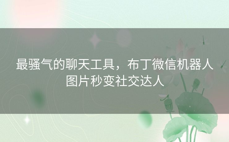 最骚气的聊天工具，布丁微信机器人图片秒变社交达人