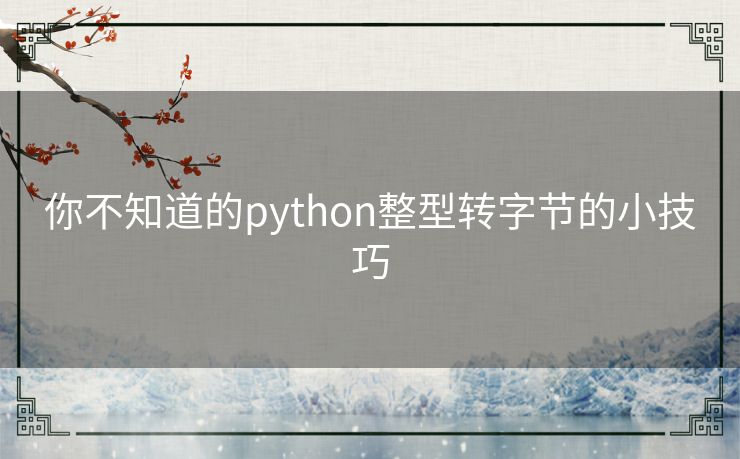 你不知道的python整型转字节的小技巧 你不知道的python整型转字节的小技巧