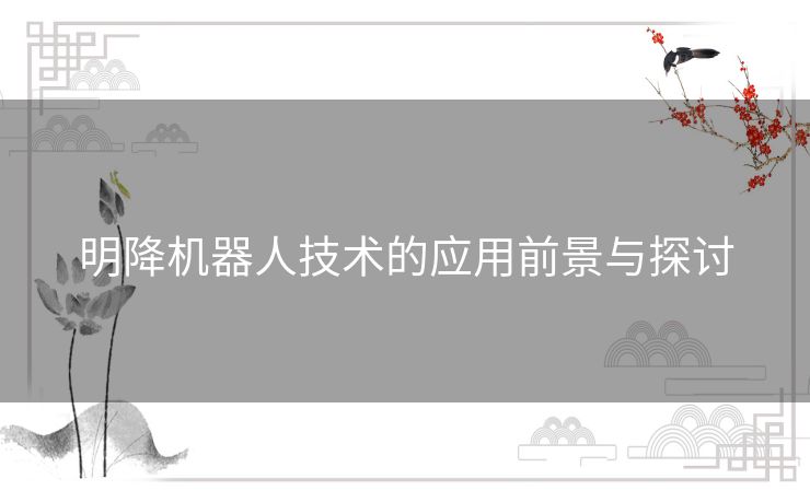 明降机器人技术的应用前景与探讨 明降机器人技术的应用前景与探讨