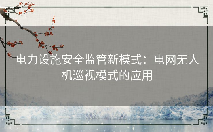 电力设施安全监管新模式：电网无人机巡视模式的应用