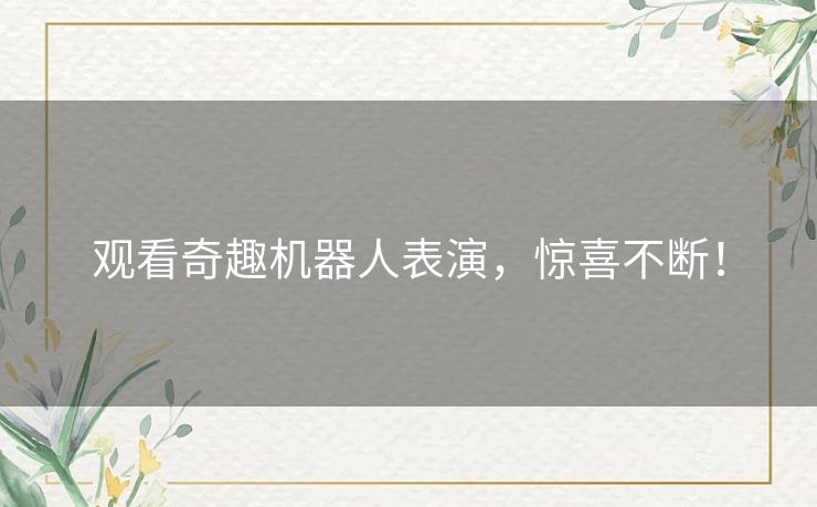 观看奇趣机器人表演,惊喜不断! 观看奇趣机器人表演,惊喜不断!