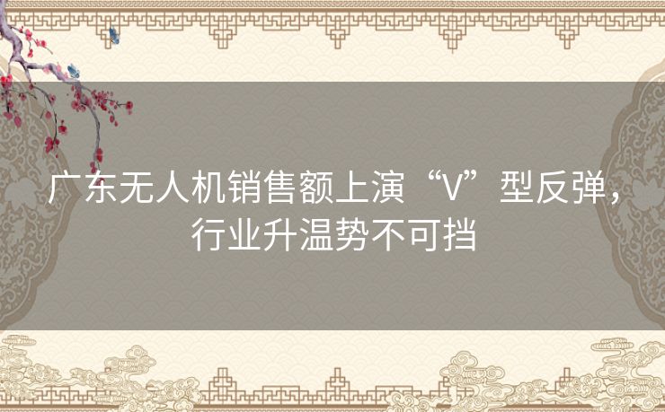 广东无人机销售额上演“V”型反弹,行业升温势不可挡 广东无人机销售额上演“V”型反弹,行业升温势不可挡