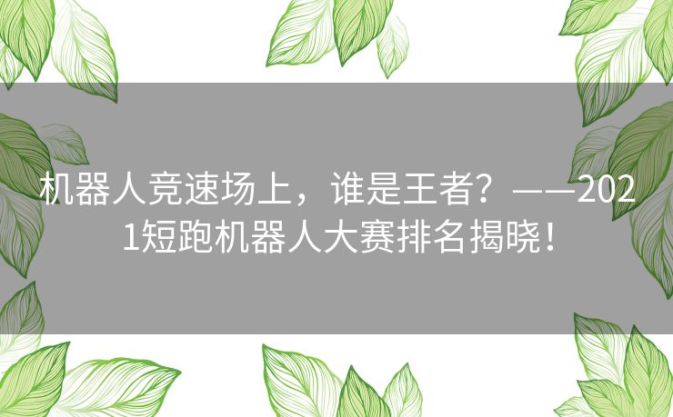 机器人竞速场上，谁是王者？——2021短跑机器人大赛排名揭晓！