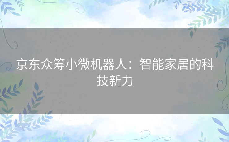 京东众筹小微机器人：智能家居的科技新力
