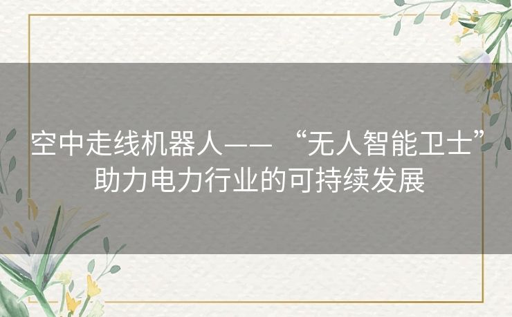 空中走线机器人—— “无人智能卫士” 助力电力行业的可持续发展