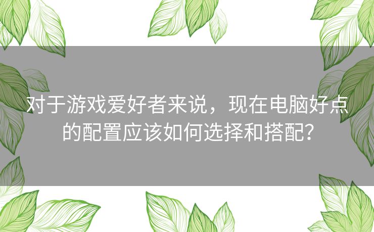 对于游戏爱好者来说,现在电脑好点的配置应该如何选择和搭配? 对于游戏爱好者来说,现在电脑好点的配置应该如何选择和搭配?