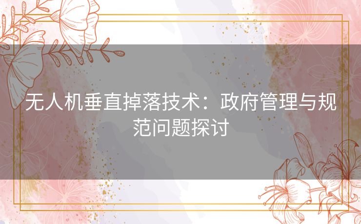 无人机垂直掉落技术：政府管理与规范问题探讨