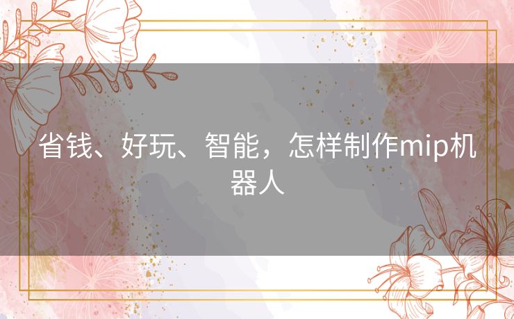 省钱、好玩、智能,怎样制作mip机器人 省钱、好玩、智能,怎样制作mip机器人