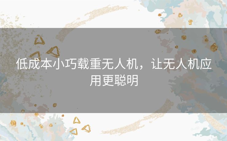 低成本小巧载重无人机,让无人机应用更聪明 低成本小巧载重无人机,让无人机应用更聪明