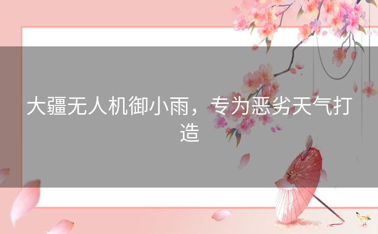 大疆无人机御小雨，专为恶劣天气打造