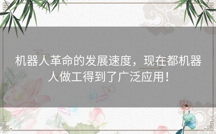 机器人革命的发展速度,现在都机器人做工得到了广泛应用! 机器人革命的发展速度,现在都机器人做工得到了广泛应用!