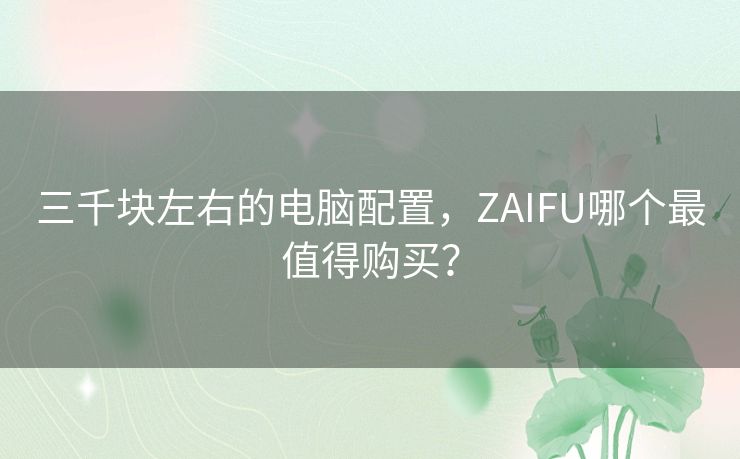 三千块左右的电脑配置，ZAIFU哪个最值得购买？