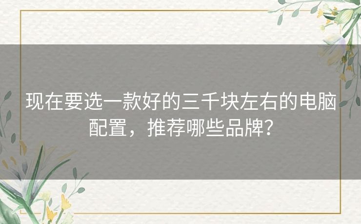 现在要选一款好的三千块左右的电脑配置,推荐哪些品牌? 现在要选一款好的三千块左右的电脑配置,推荐哪些品牌?