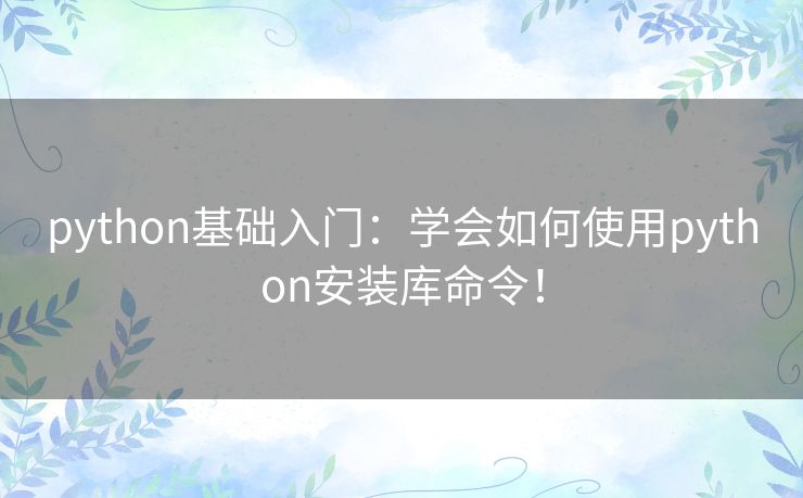 python基础入门：学会如何使用python安装库命令！