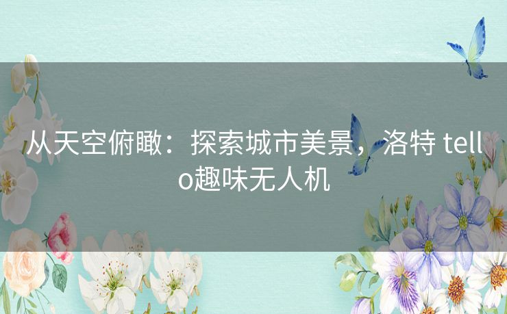 从天空俯瞰:探索城市美景,洛特 tello趣味无人机 从天空俯瞰:探索城市美景,洛特 tello趣味无人机