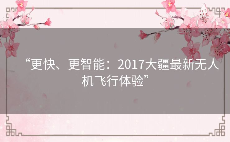 “更快、更智能:2017大疆最新无人机飞行体验” “更快、更智能:2017大疆最新无人机飞行体验”