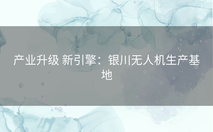 产业升级 新引擎:银川无人机生产基地 产业升级 新引擎:银川无人机生产基地