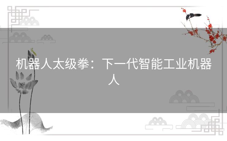 机器人太级拳:下一代智能工业机器人 机器人太级拳:下一代智能工业机器人