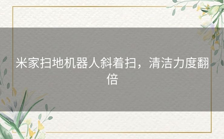 米家扫地机器人斜着扫,清洁力度翻倍 米家扫地机器人斜着扫,清洁力度翻倍