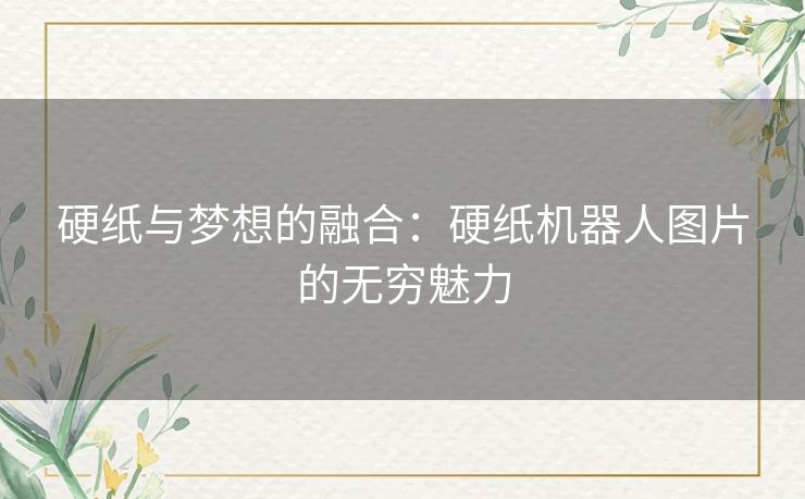 硬纸与梦想的融合:硬纸机器人图片的无穷魅力 硬纸与梦想的融合:硬纸机器人图片的无穷魅力