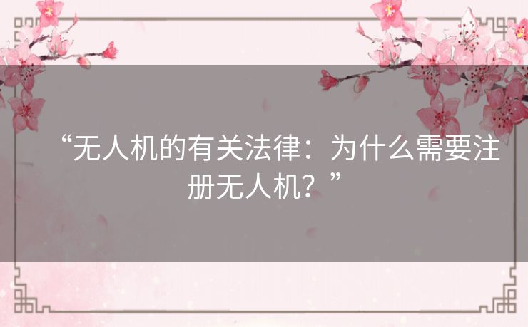 “无人机的有关法律:为什么需要注册无人机?” “无人机的有关法律:为什么需要注册无人机?”