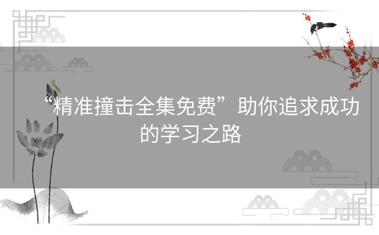 “精准撞击全集免费”助你追求成功的学习之路 “精准撞击全集免费”助你追求成功的学习之路