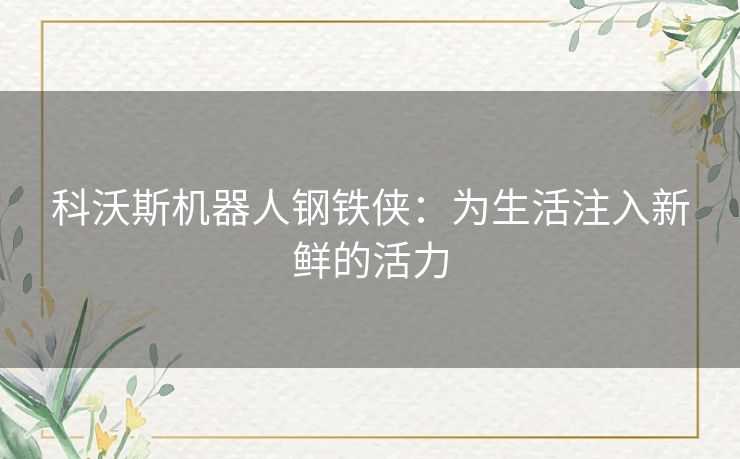 科沃斯机器人钢铁侠:为生活注入新鲜的活力 科沃斯机器人钢铁侠:为生活注入新鲜的活力