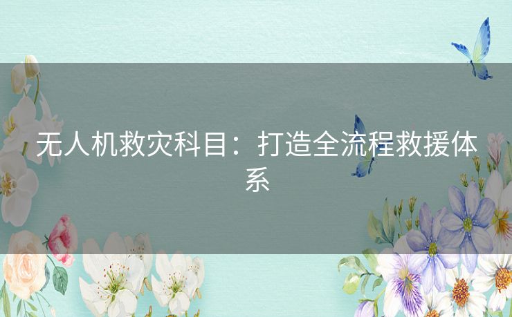 无人机救灾科目:打造全流程救援体系 无人机救灾科目:打造全流程救援体系