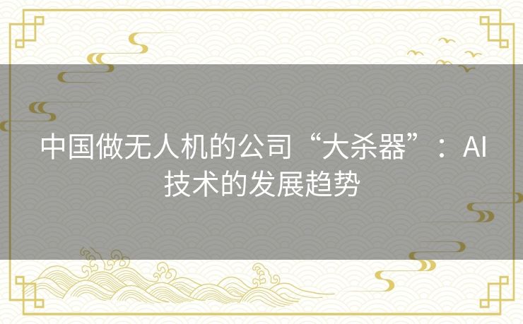 中国做无人机的公司“大杀器”:AI技术的发展趋势 中国做无人机的公司“大杀器”:AI技术的发展趋势
