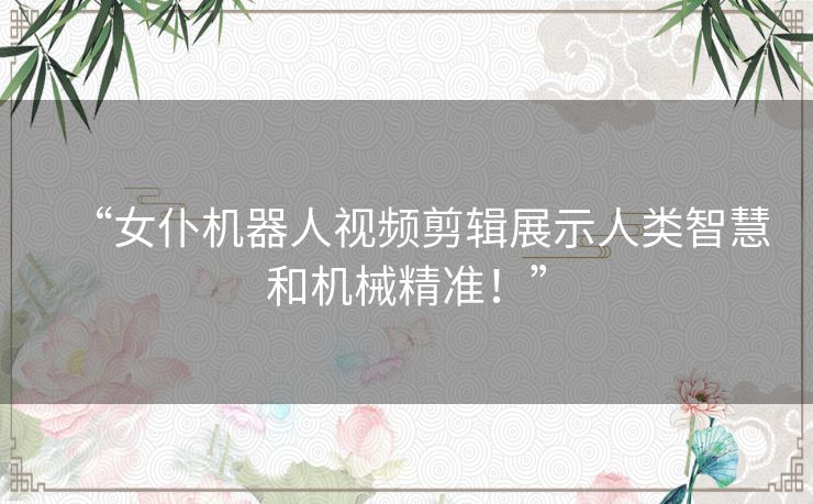 “女仆机器人视频剪辑展示人类智慧和机械精准!” “女仆机器人视频剪辑展示人类智慧和机械精准!”