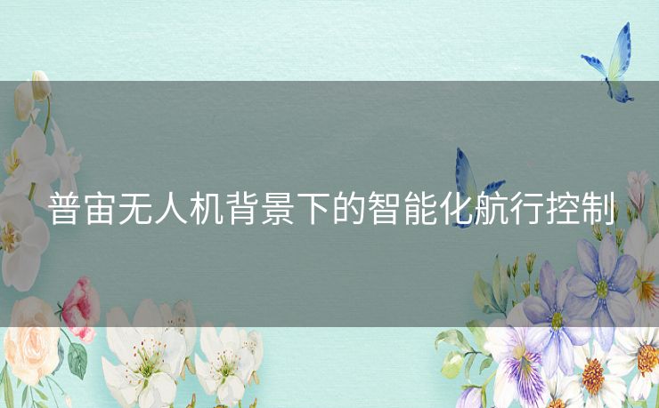 普宙无人机背景下的智能化航行控制 普宙无人机背景下的智能化航行控制