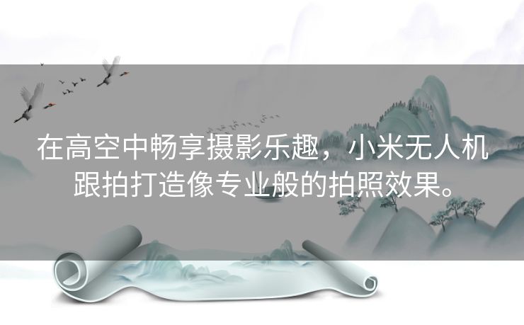 在高空中畅享摄影乐趣,小米无人机跟拍打造像专业般的拍照效果。 在高空中畅享摄影乐趣,小米无人机跟拍打造像专业般的拍照效果。
