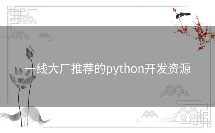 一线大厂推荐的python开发资源 一线大厂推荐的python开发资源