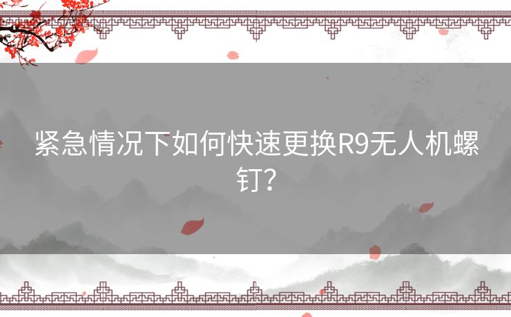 紧急情况下如何快速更换R9无人机螺钉? 紧急情况下如何快速更换R9无人机螺钉?