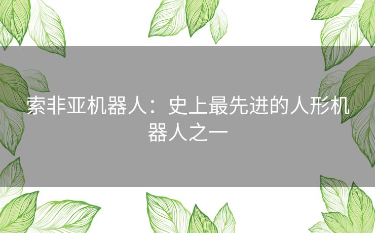 索非亚机器人:史上最先进的人形机器人之一 索非亚机器人:史上最先进的人形机器人之一