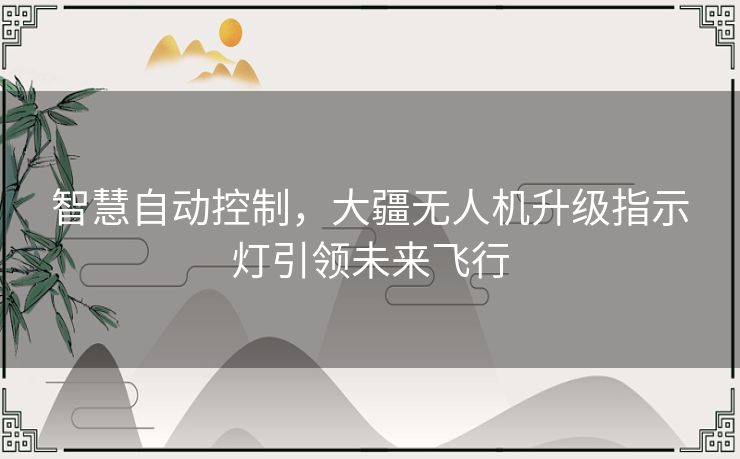 智慧自动控制,大疆无人机升级指示灯引领未来飞行 智慧自动控制,大疆无人机升级指示灯引领未来飞行