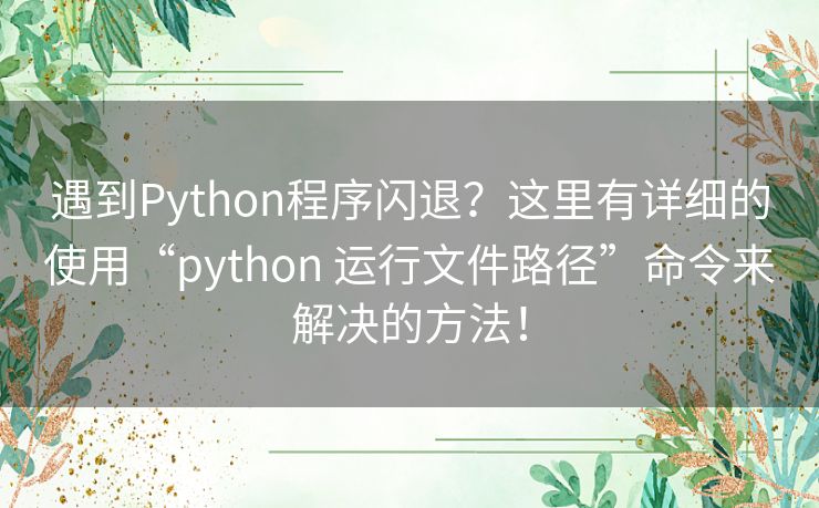 遇到Python程序闪退？这里有详细的使用“python 运行文件路径”命令来解决的方法！