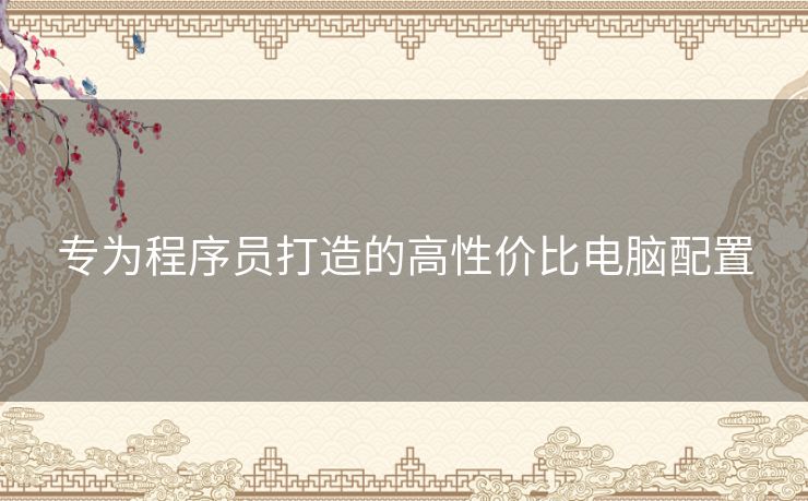 专为程序员打造的高性价比电脑配置 专为程序员打造的高性价比电脑配置