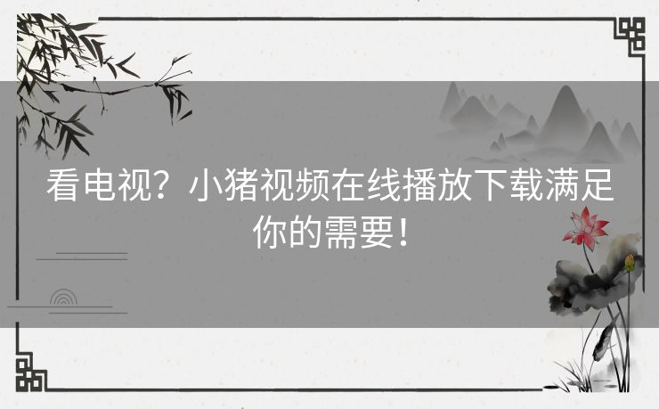 看电视?小猪视频在线播放下载满足你的需要! 看电视?小猪视频在线播放下载满足你的需要!