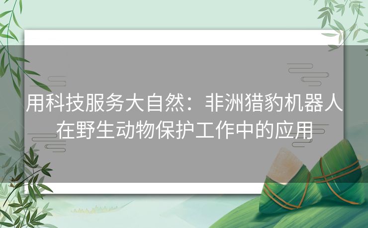 用科技服务大自然：非洲猎豹机器人在野生动物保护工作中的应用